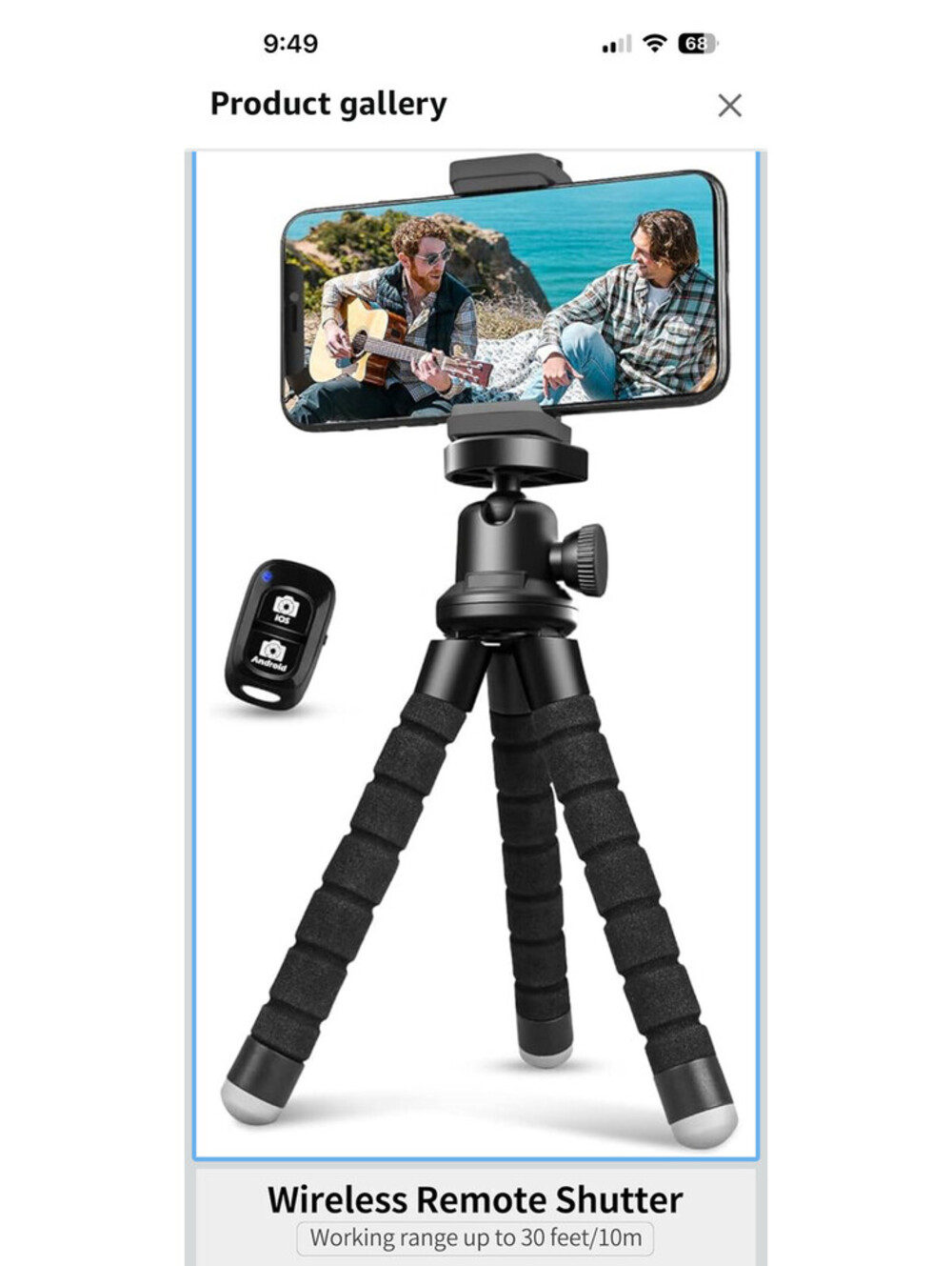 Aureday Flexible Tripod Stand with Wireless Remote Shutter for Phone Camera B1